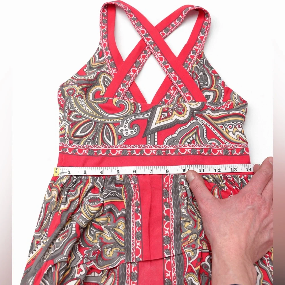 INC International Concepts Paisley Maxi Dress Pink Gray Sleeveless Size Small - Picture 4 of 7